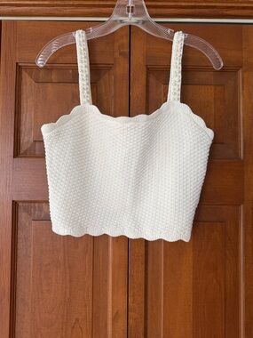 House of Harlow 1960 Cream Pearl-Trim Knit Cropped Camisole